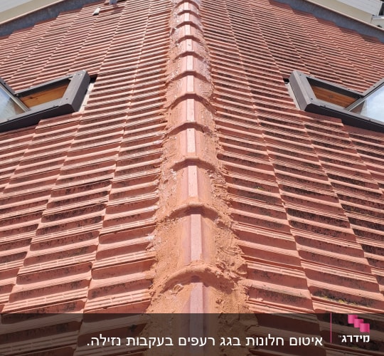 גג רעפים אדום עם קו רכס מרכזי